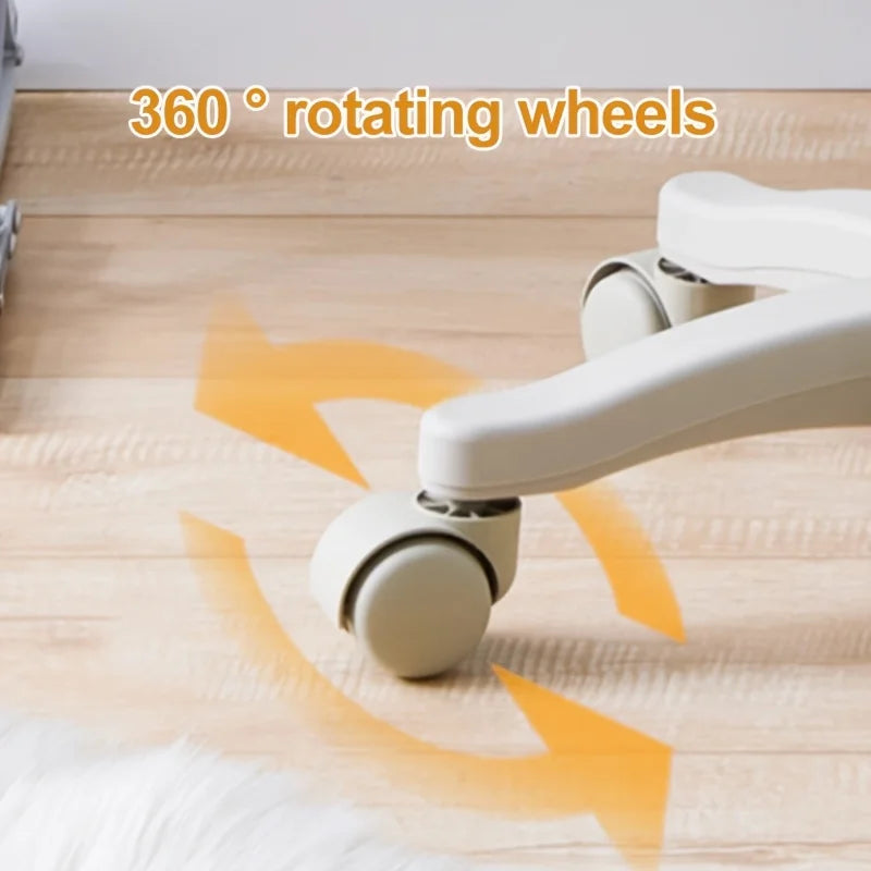 Faux Leather Rolling Stool – Adjustable Swivel Work Chair