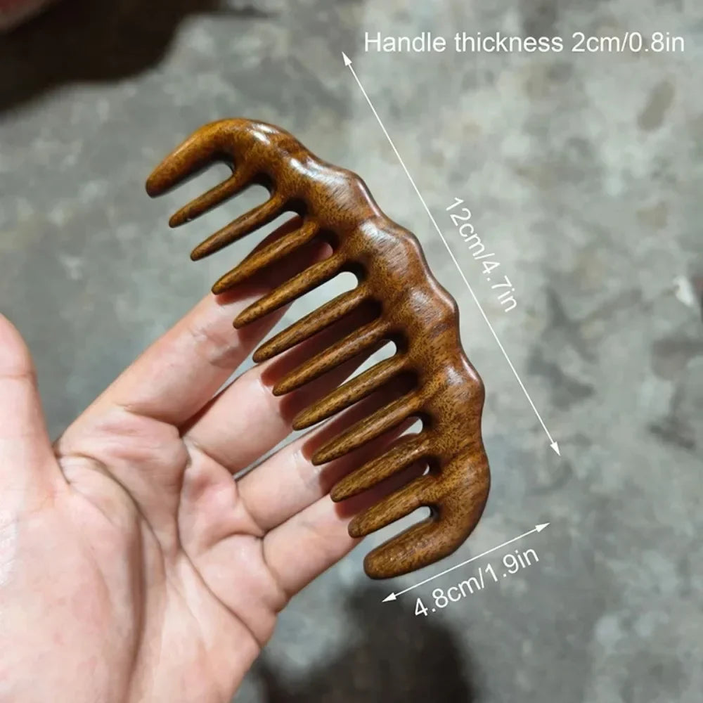 Natural Sandalwood Comb Wide Tooth Anti-static Scalp Massager Women