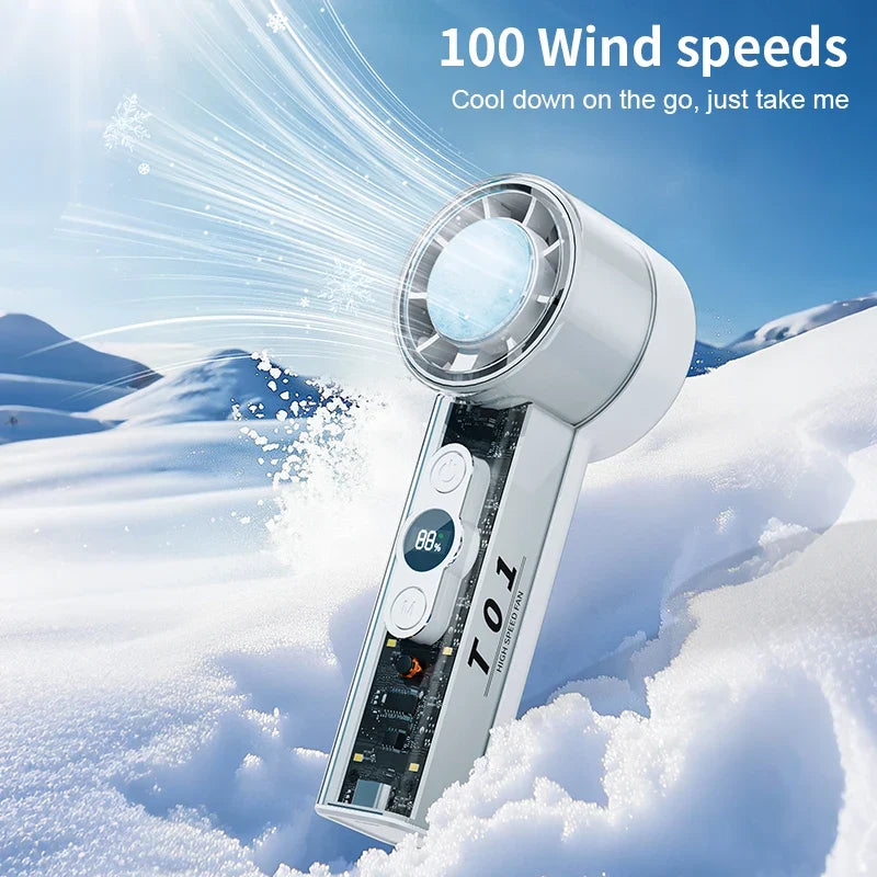 Portable USB Rechargeable Handheld Fan with LED Display