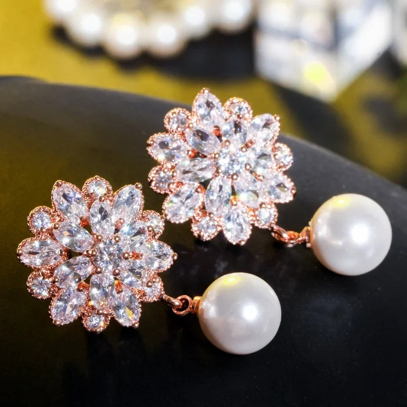 Huitan Imitation Pearl Drop Earrings – Elegant Women's Fashion