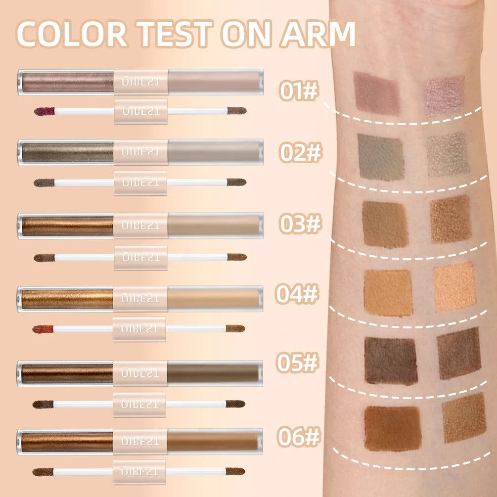 QiBest 2-in-1 Matte & Shimmer Liquid Eyeshadow Set – 6 Pcs
