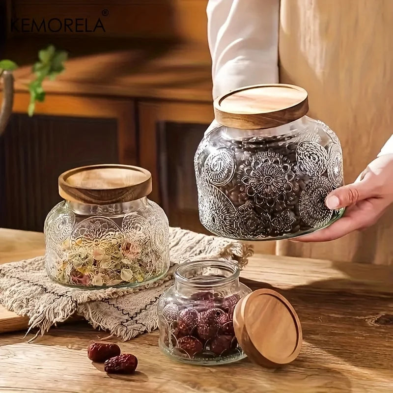 Retro Crabapple Airtight Glass Storage Jars | 1 or 3 Pcs Set