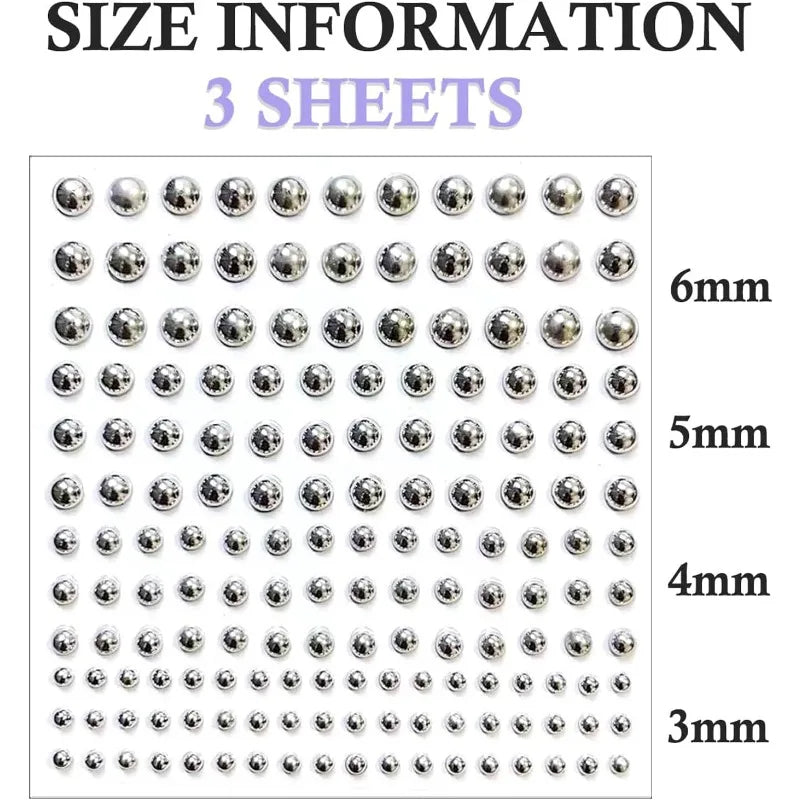 Silver Face Gems & Nose Stud Stickers – 3 Sheets Cosplay
