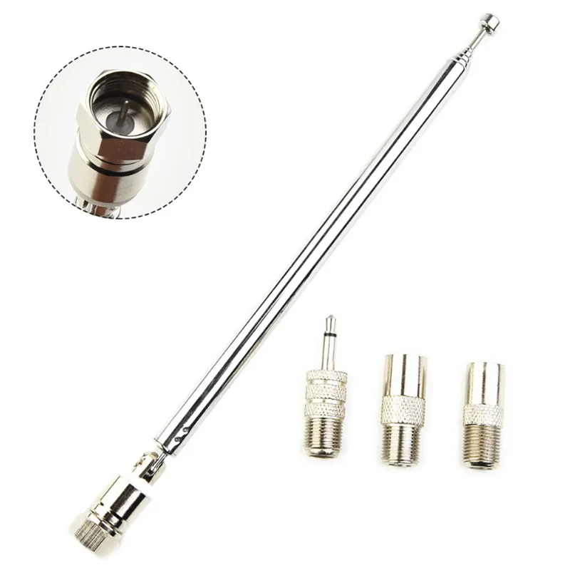 Telescopic FM DAB Radio Antenna – F-Male + 3 Adapters, 75cm