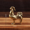 Brass Rooster Tea Pet Ornament | Retro Zodiac Decor Gift