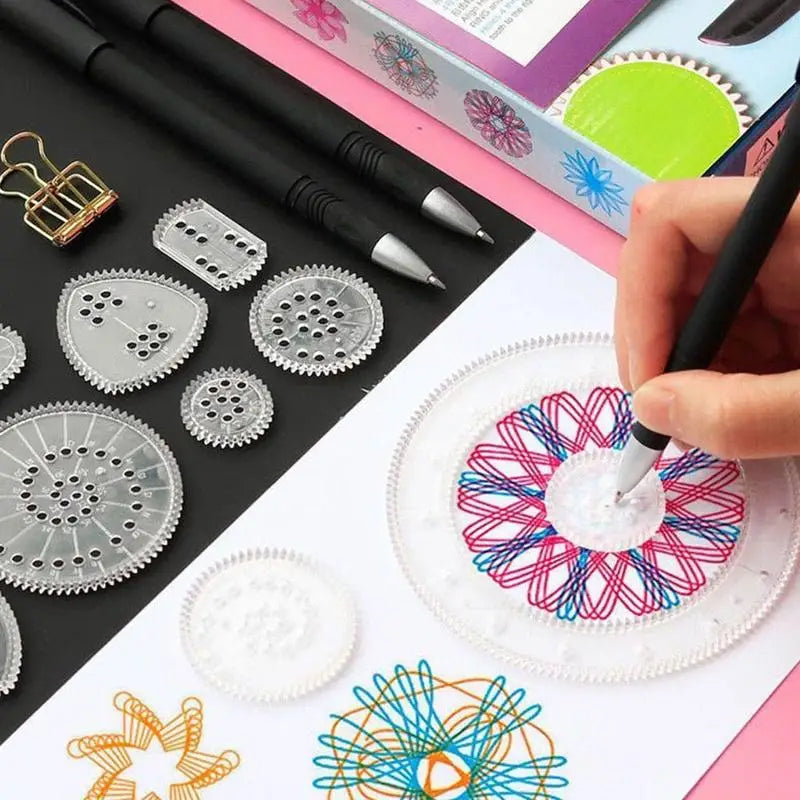22-Piece Spiral Drawing Ruler Set – Flower Curve Stencil Kit
