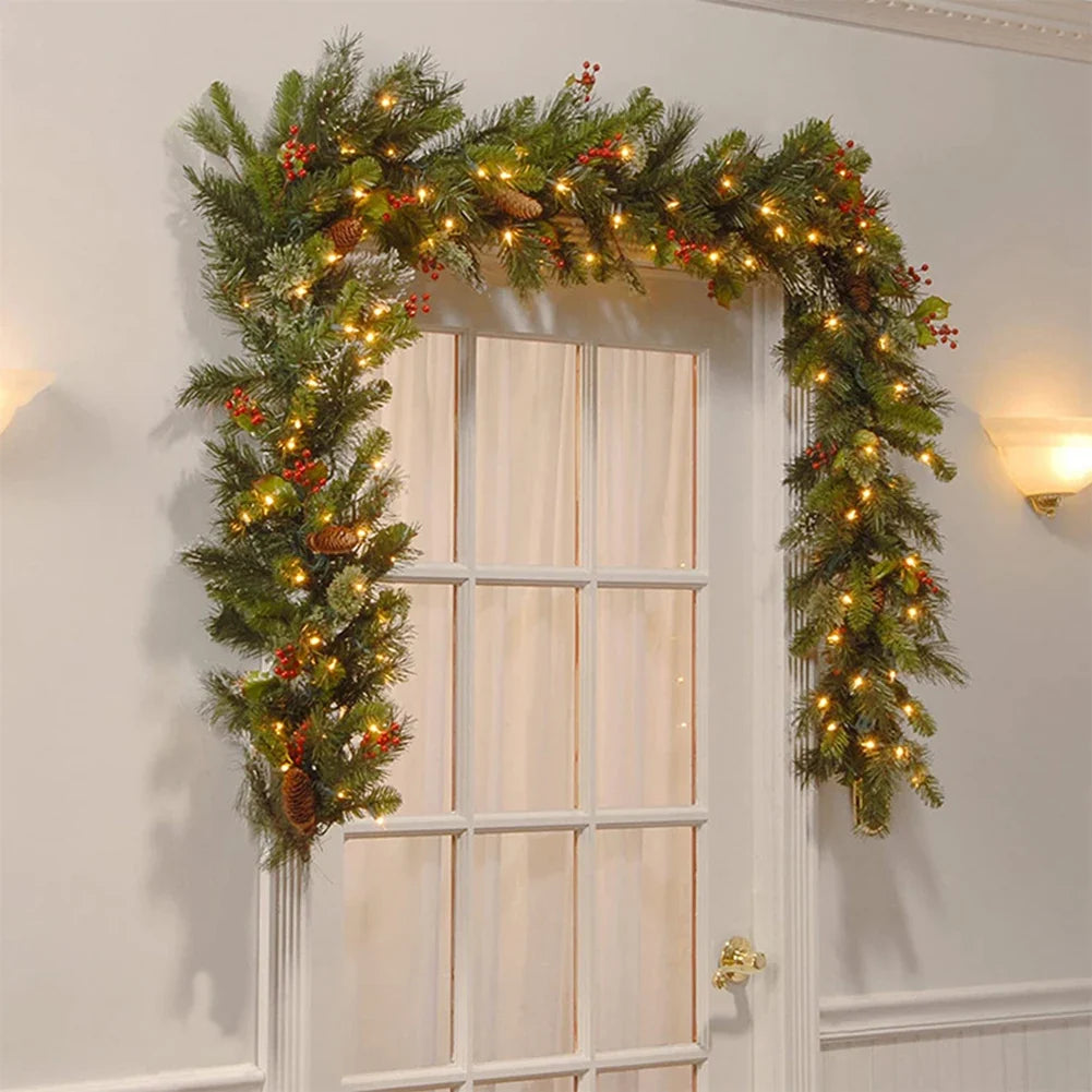 Christmas Red Berry Rattan Garland 180cm/270cm | Holiday Decor