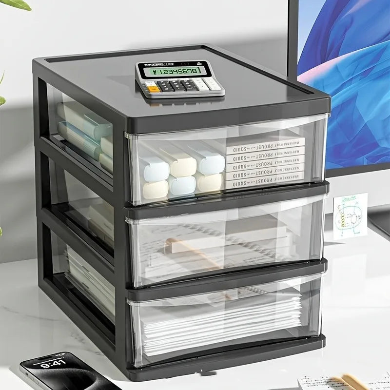 Transparent Plastic Cosmetic Storage Box Drawer Makeup Organizer