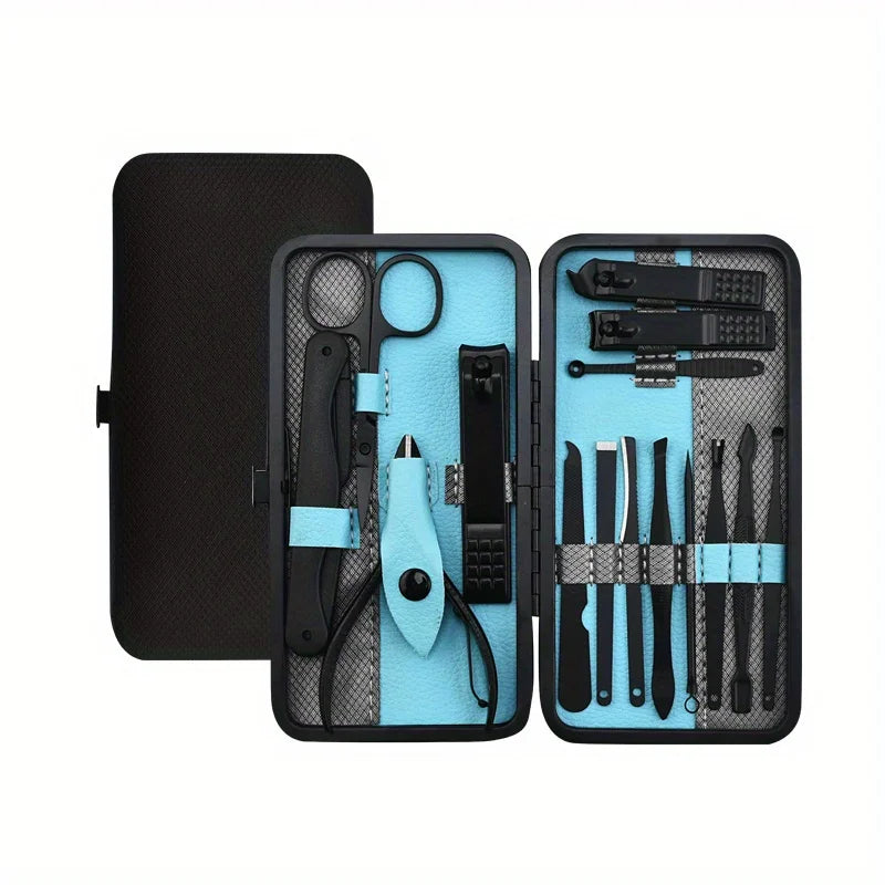 25-Piece Stainless Steel Manicure Set with Leather Travel Case