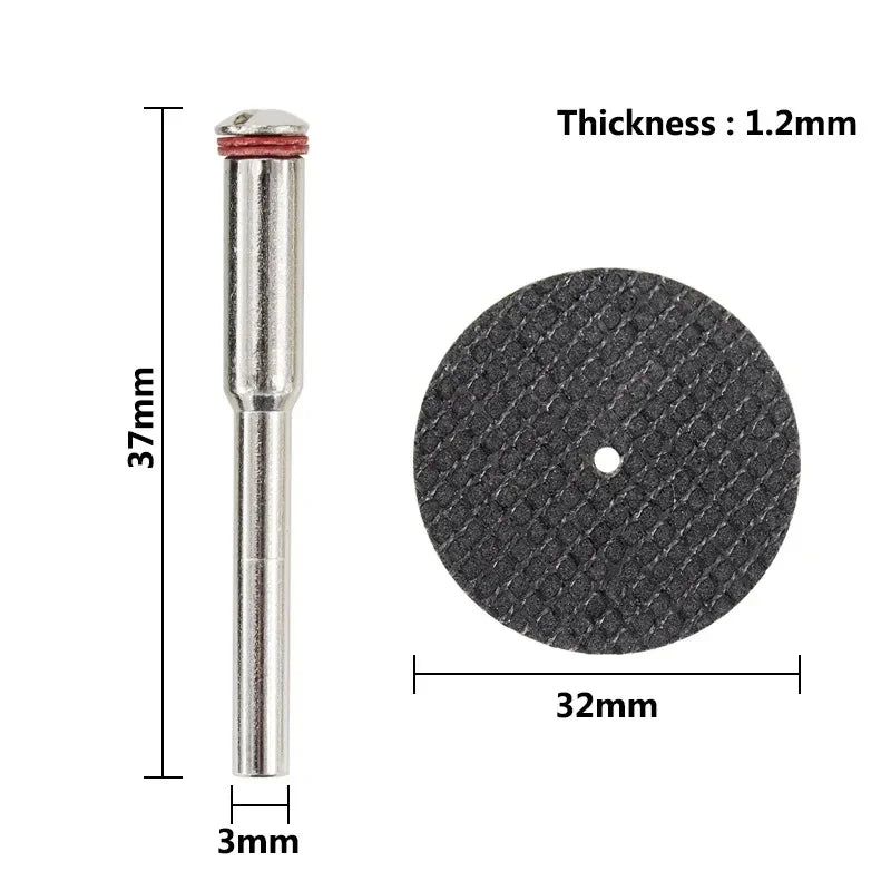 32mm Abrasive Cutting Discs & Mandrels for Rotary Tools 11/21/54pc