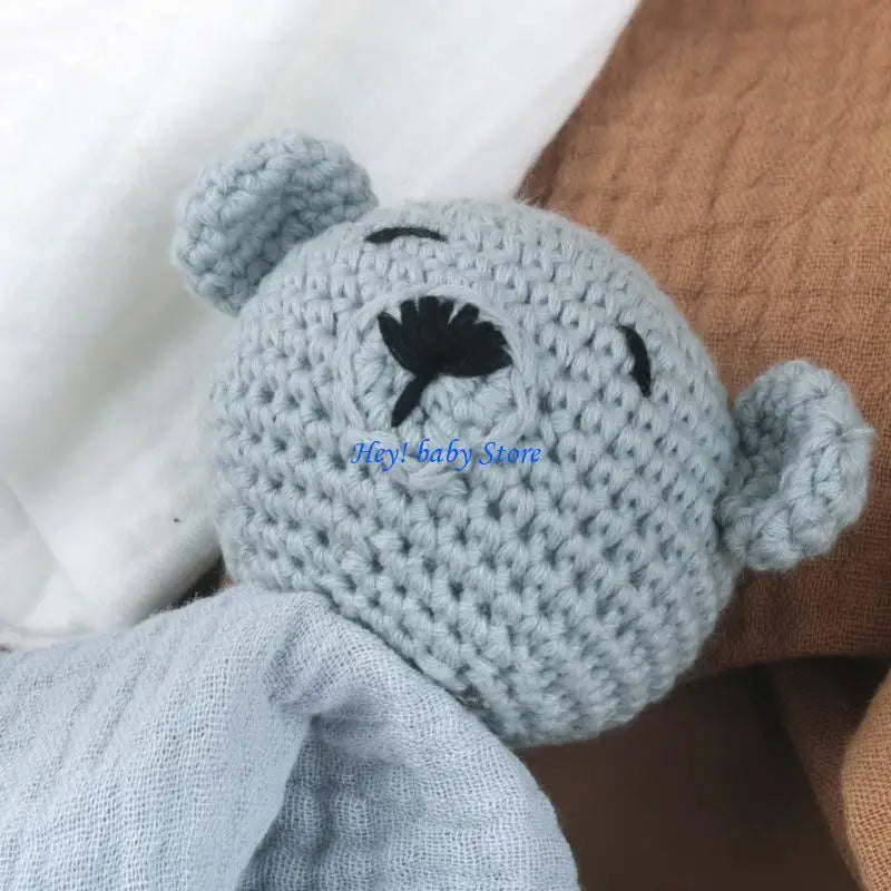 Baby Knitted Bear Security Comforter | Soft Cotton Burp Cloth