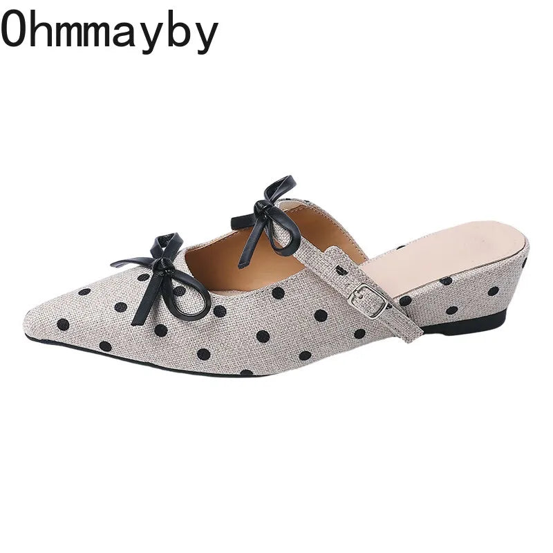 Polka Dot Wedge Mules – Women's Slingback Dress Slides