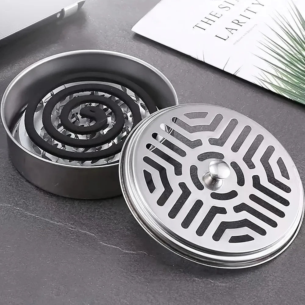 Stainless Steel Mosquito Coil Holder with Fireproof Cover