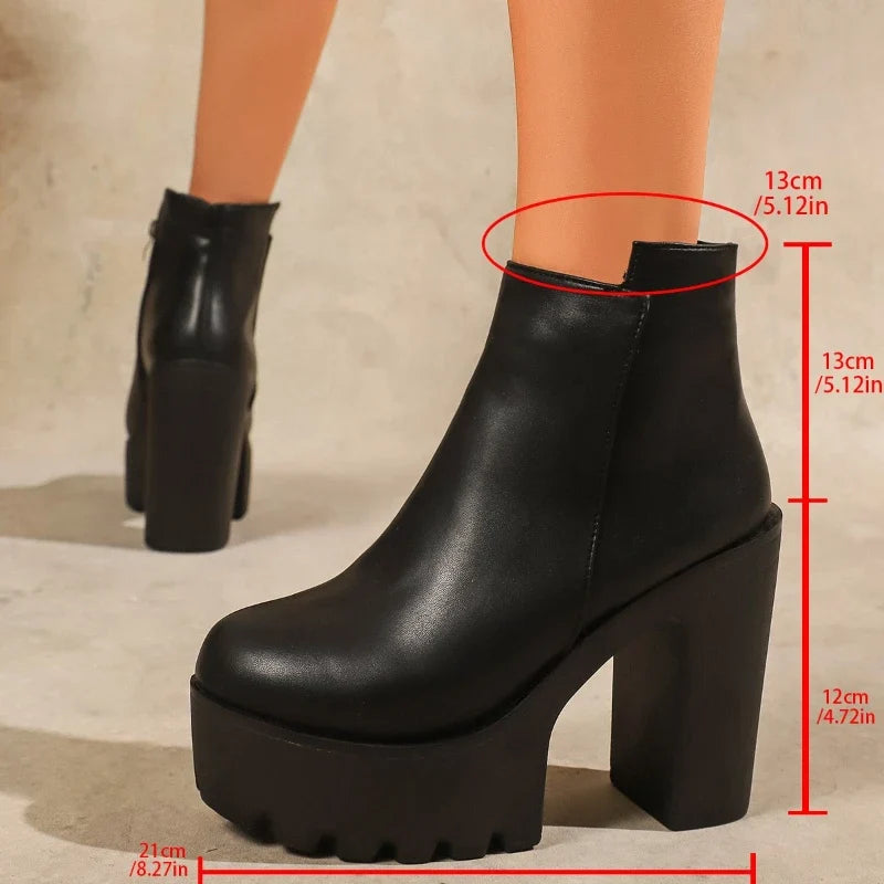 UXST Women's Platform Ankle Boots – Super High Square Heel