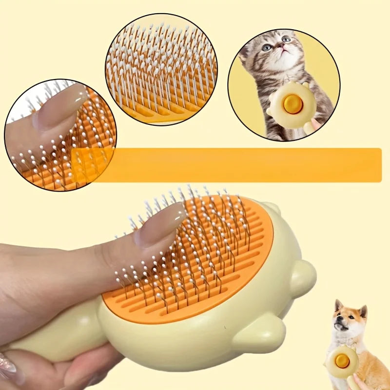 Pet Hair Remover Brush – Self-Cleaning Cat & Dog Grooming Tool