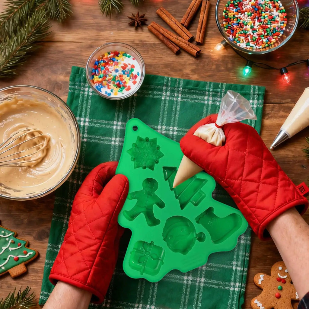 6-Cavity Christmas Tree & Santa Silicone Baking Mold
