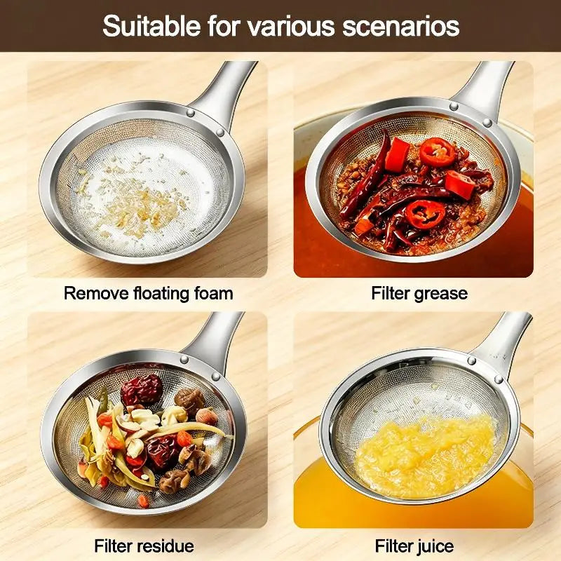 316 Stainless Steel Fine Mesh Skimmer Spoon | Fat & Foam Strainer