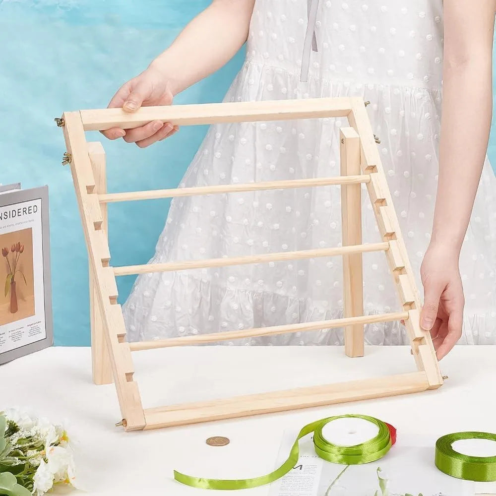 3-Tier Wood Ribbon Holder & Spool Organizer for Crafts