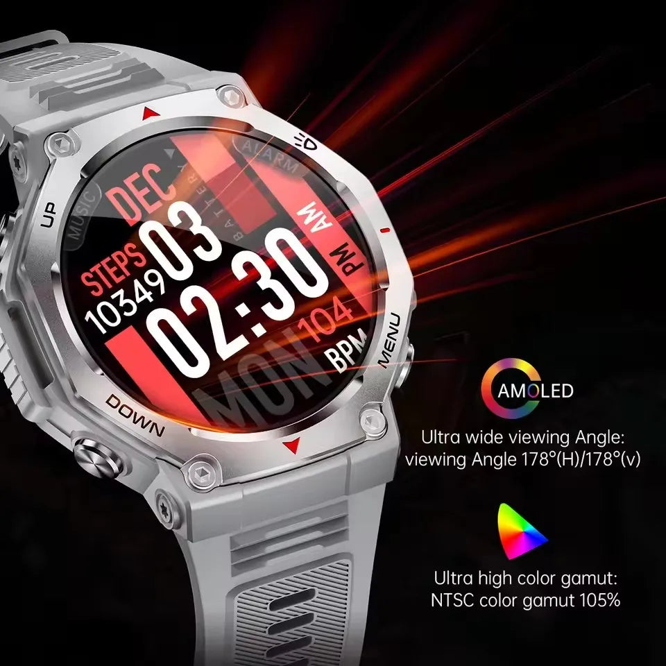 Professional 50 Meters Swimming Smartwatch BT Call Amoled Screen