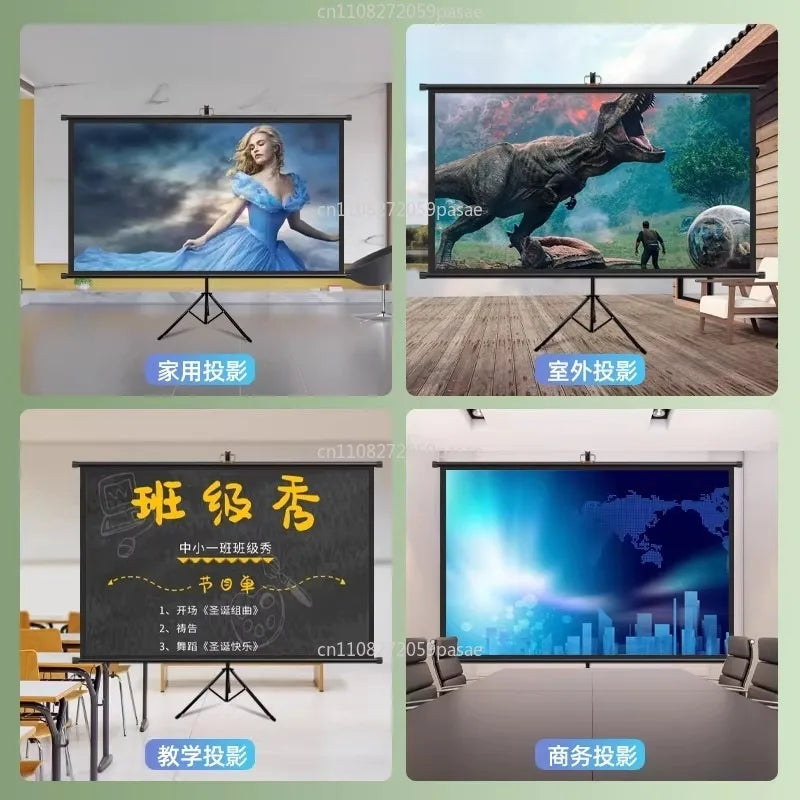 100" Tripod Projector Screen 16:9 4K HD Portable Home Cinema