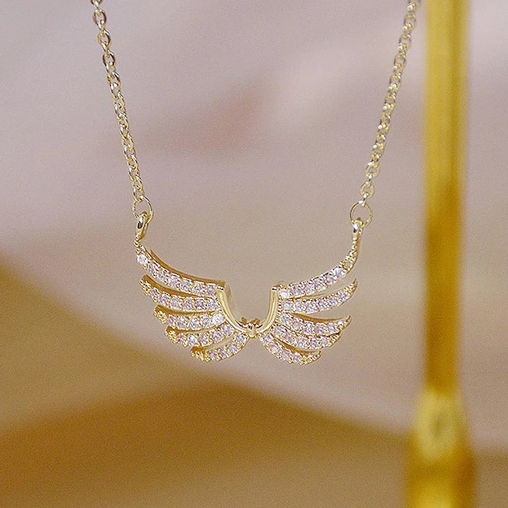 Huitan Wing CZ Pendant Necklace – Women's Fashion Jewelry