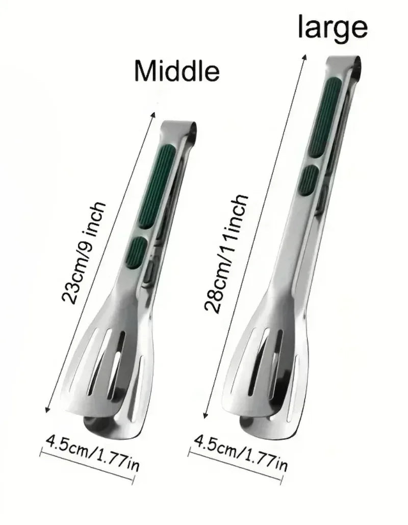 Stainless Steel BBQ Grill Tongs | Non-Slip Kitchen Utensil