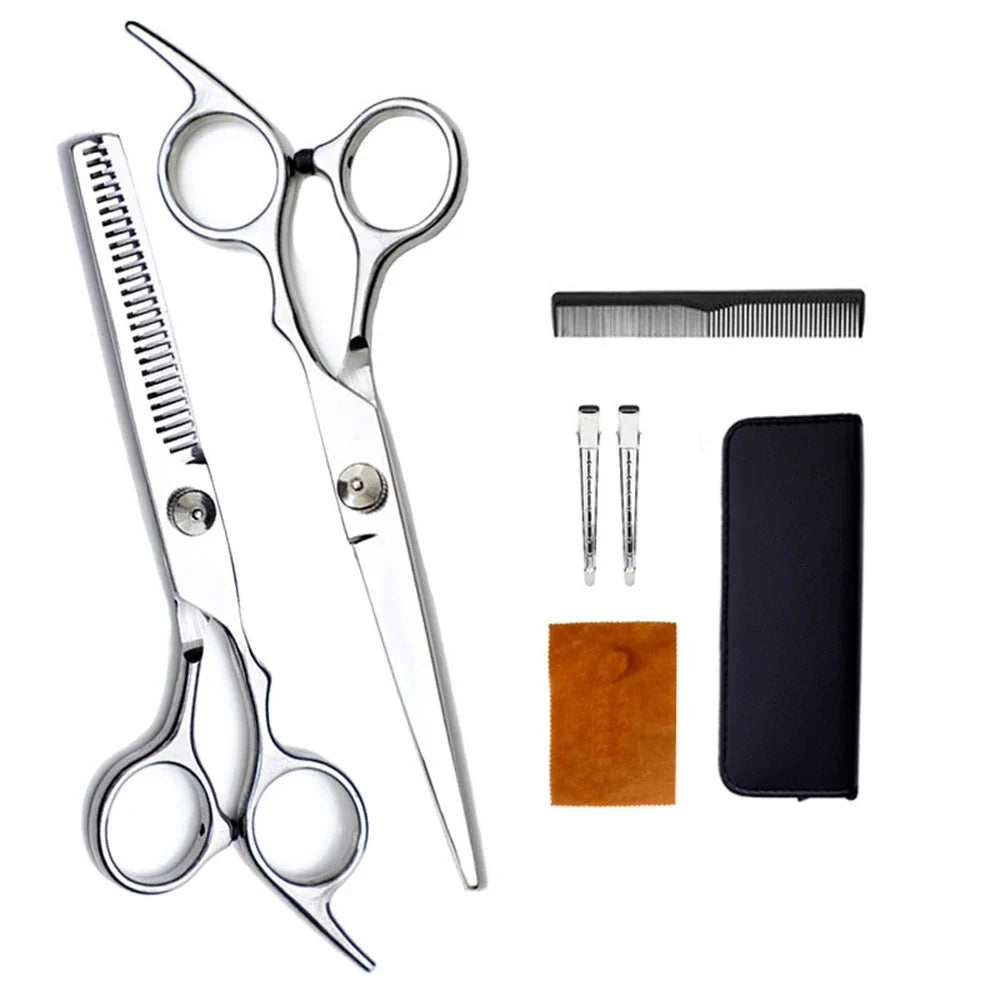 Professional Barber Scissors & Thinning Shears Kit | Stainless Steel