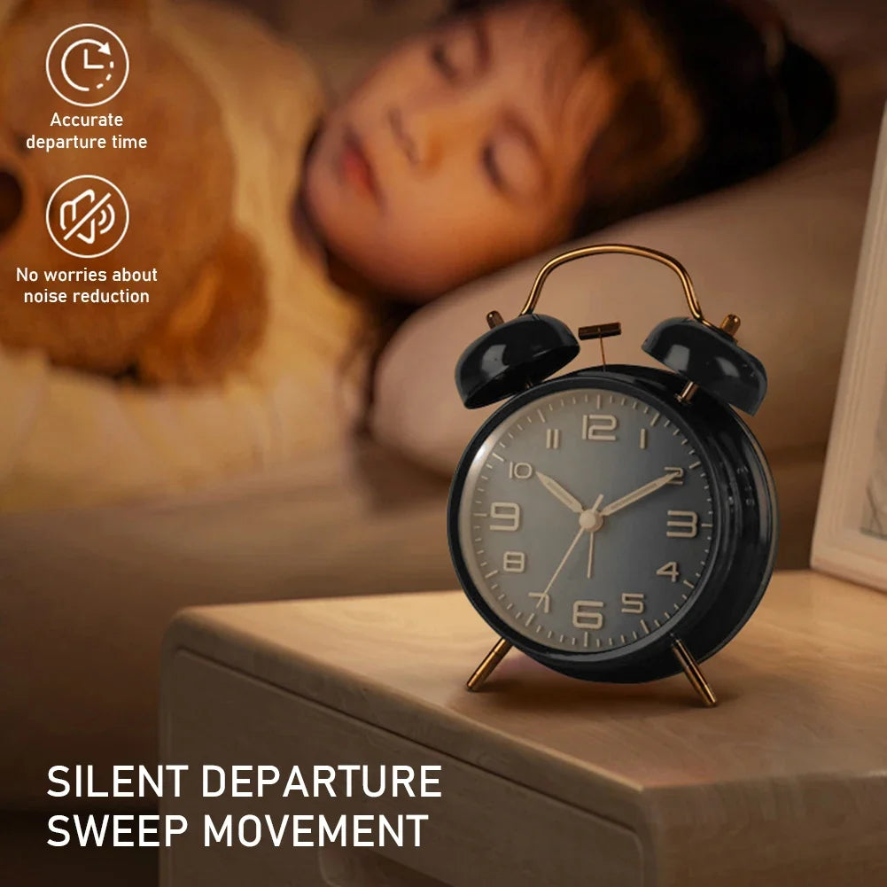 4-Inch Mini Round Silent Alarm Clock | Bedside & Dorm