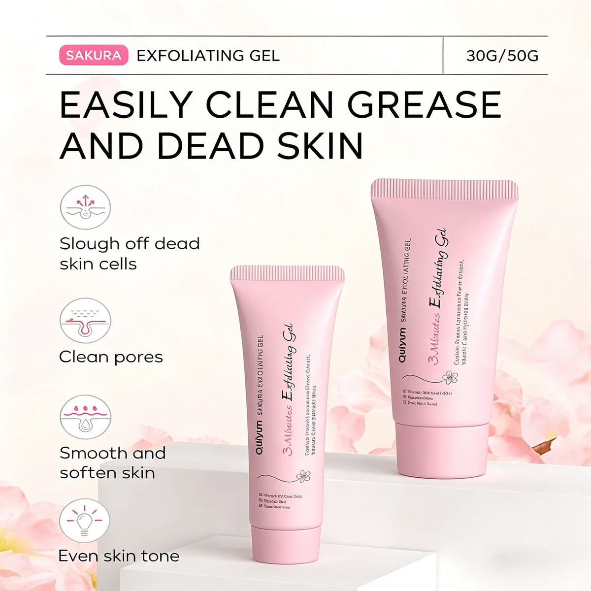 LAIKOU Sakura Exfoliating Gel Facial Scrub – Deep Clean 30g/50g