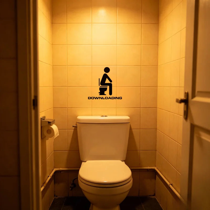 Funny "Downloading" Toilet Wall Sticker – Humorous Bathroom Decal
