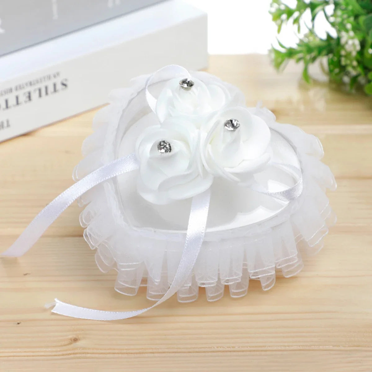 Love Heart Lace Wedding Flower Girl Clutch Ring Box Bridal Jewelry
