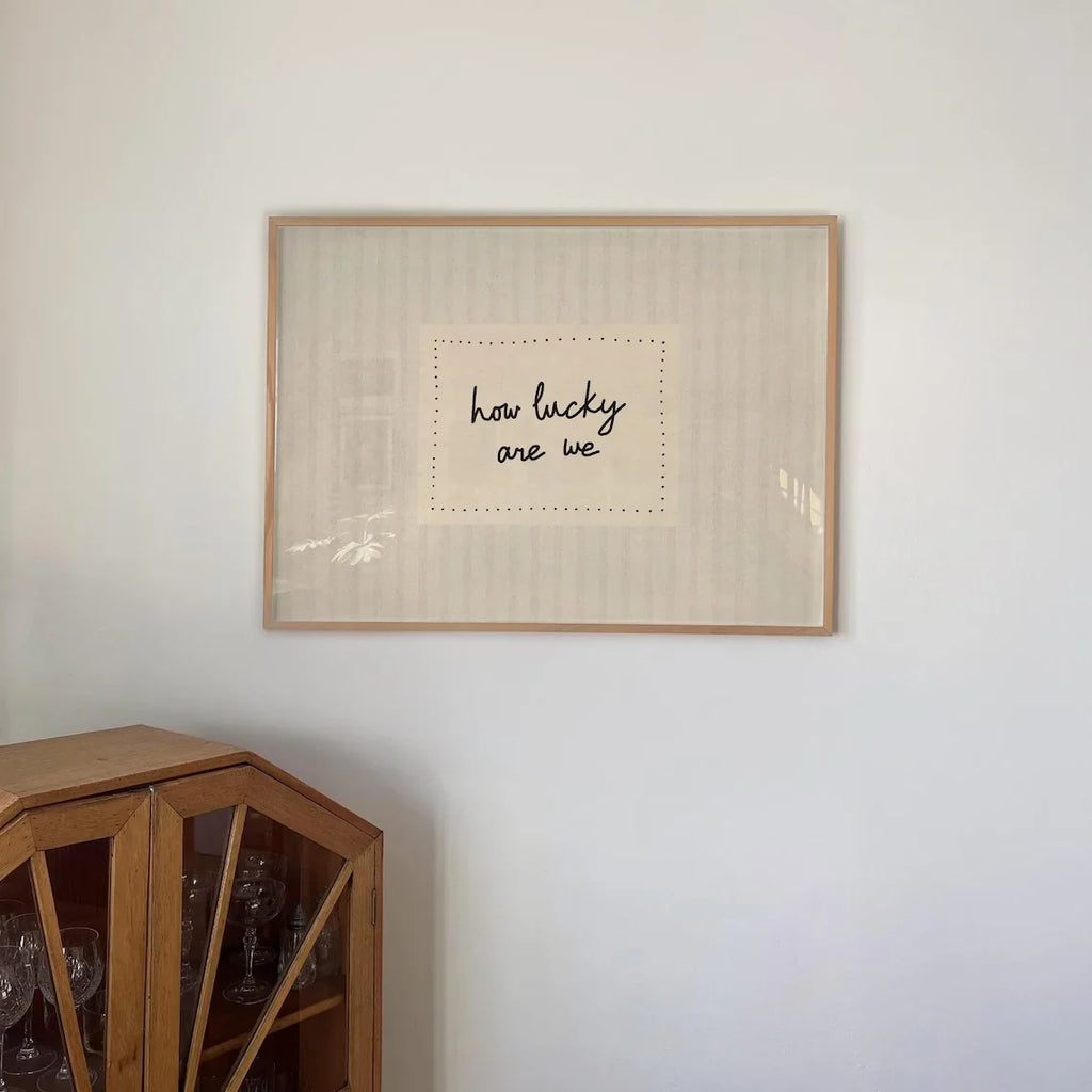 "How Lucky Are We" Minimalist Quote Canvas Wall Art Print