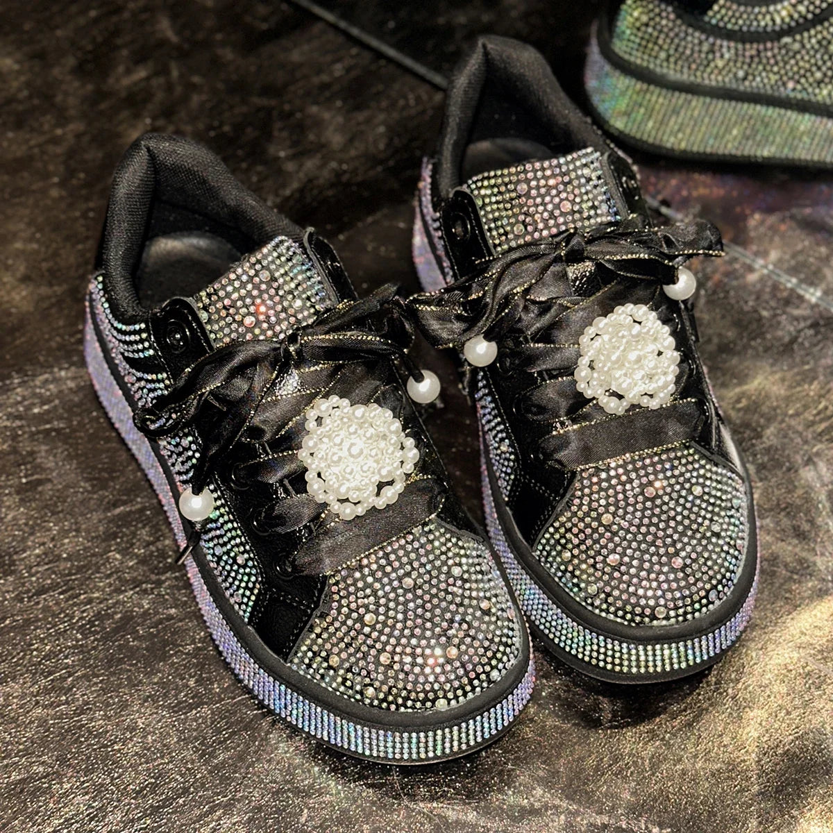 UXST Women's Rhinestone Platform Sneakers | Luxury Casual Shoes