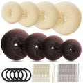 Donut Hair Bun Maker Set – Shapers, Elastic Bands & Pins