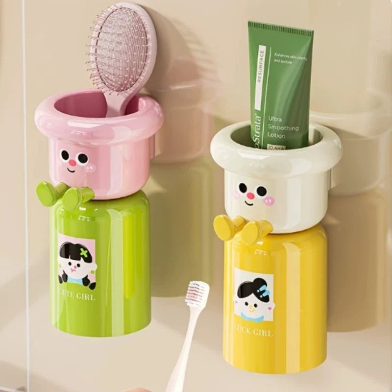 Cute Kids Creative Toothbrushes Holder Household No Punching