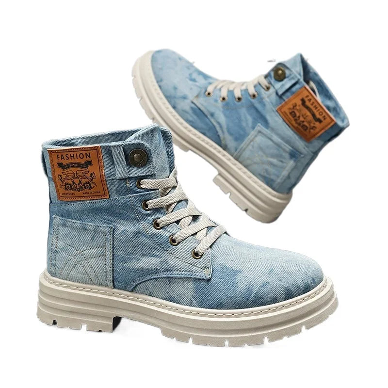 YBQJOO Women's Canvas Ankle Boots – Lace-Up Winter Style