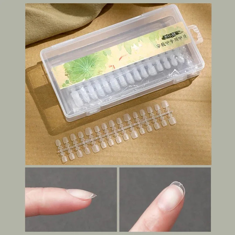 100 Pcs Kids Press-On Fake Nails – Clear Tips for Manicure