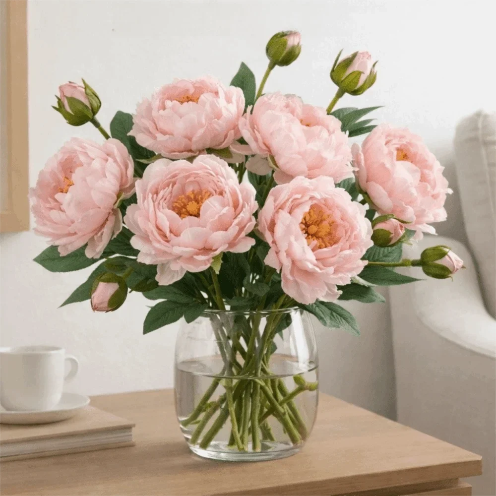 Silk Peony Artificial Flower Branch 68cm | 2 Heads Real Touch