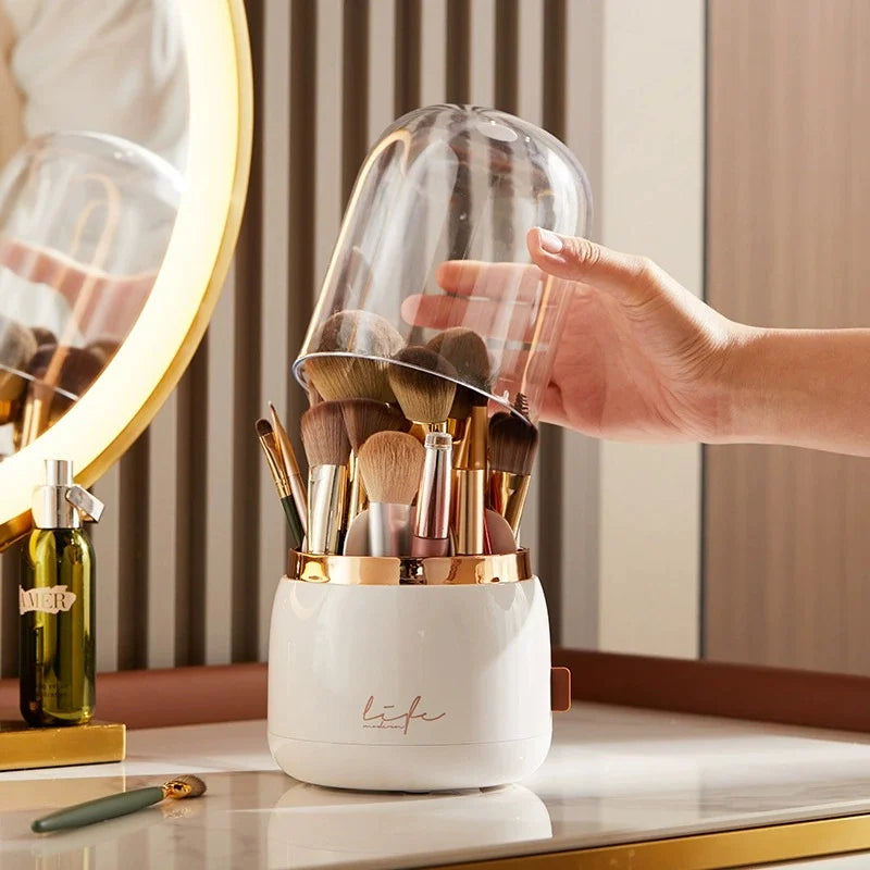 360° Rotating Clear Makeup Organizer & Brush Holder