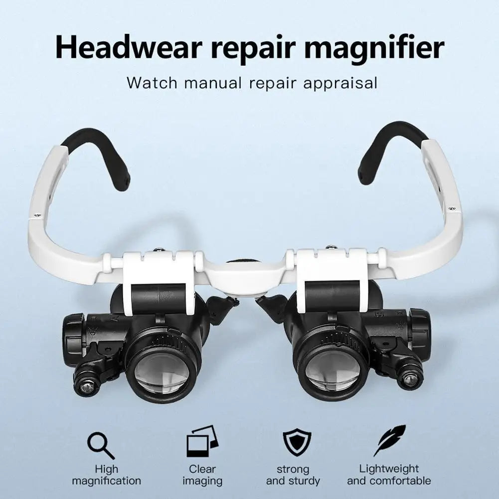 LED Head Magnifier Loupe – 8X 15X 23X Adjustable Headband