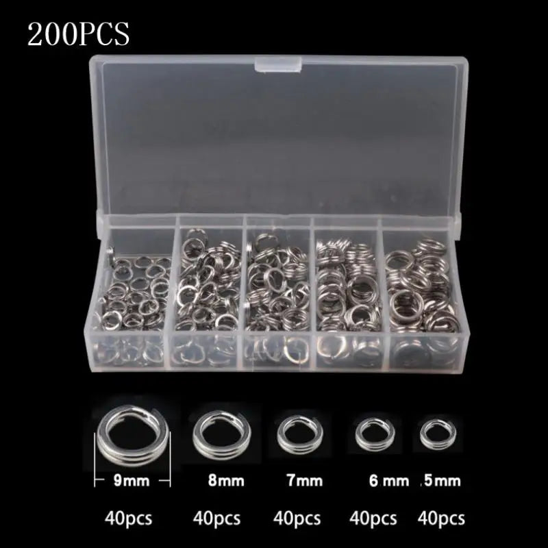 200 Pcs Stainless Steel Fishing Split Rings – Lure Connector Set