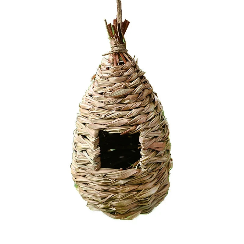 Handwoven Straw Bird Nest – Hanging Parrot Birdhouse Shelter
