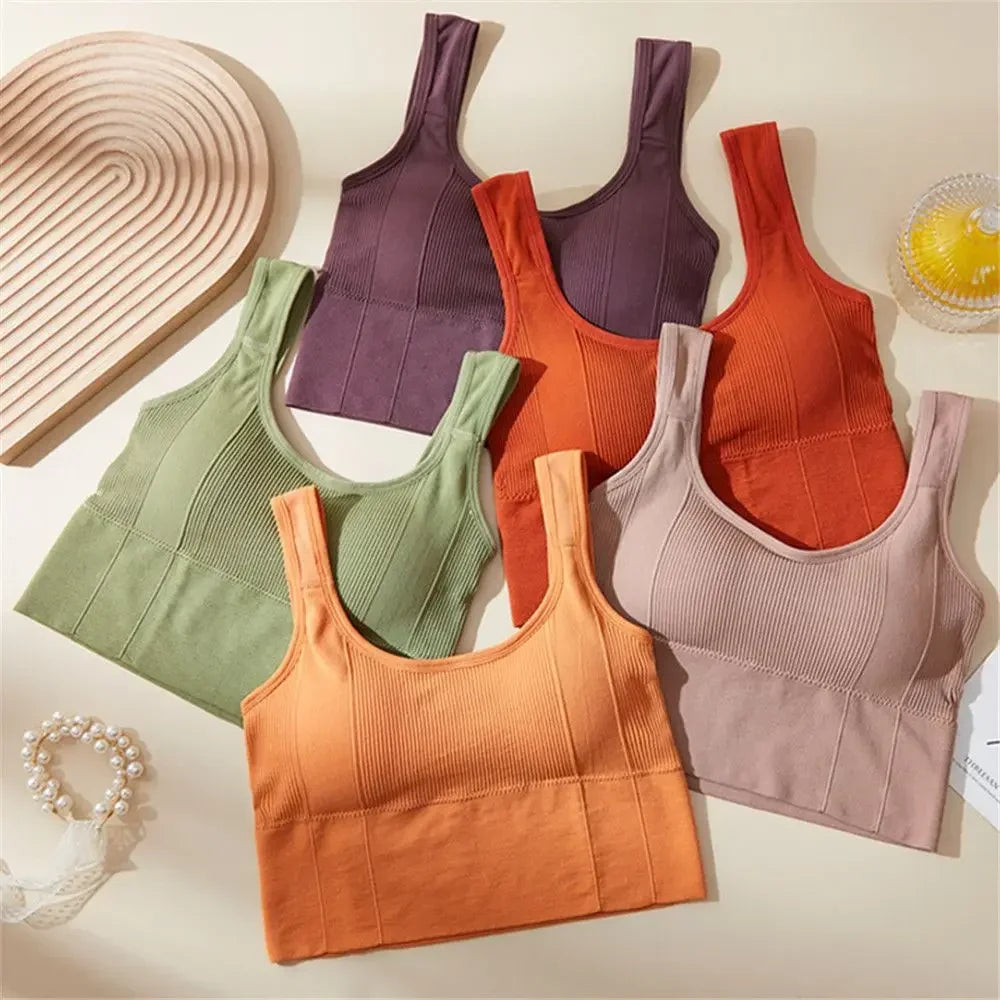 Women's Wireless Padded Sports Bra – Seamless Breathable Gym Vest