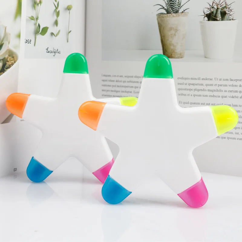 Creative Star Shape Light Fluorescent Pens Markers 5 Colors Great