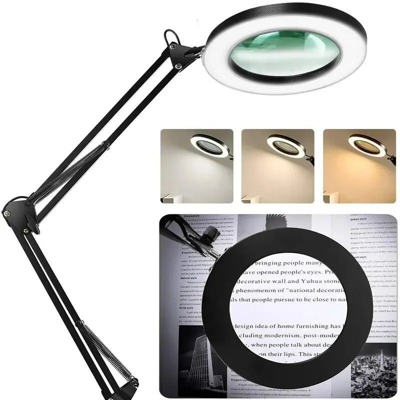 72LED 8X 10X Illuminated Magnifier USB 3 Colors LED Magnifying Glass