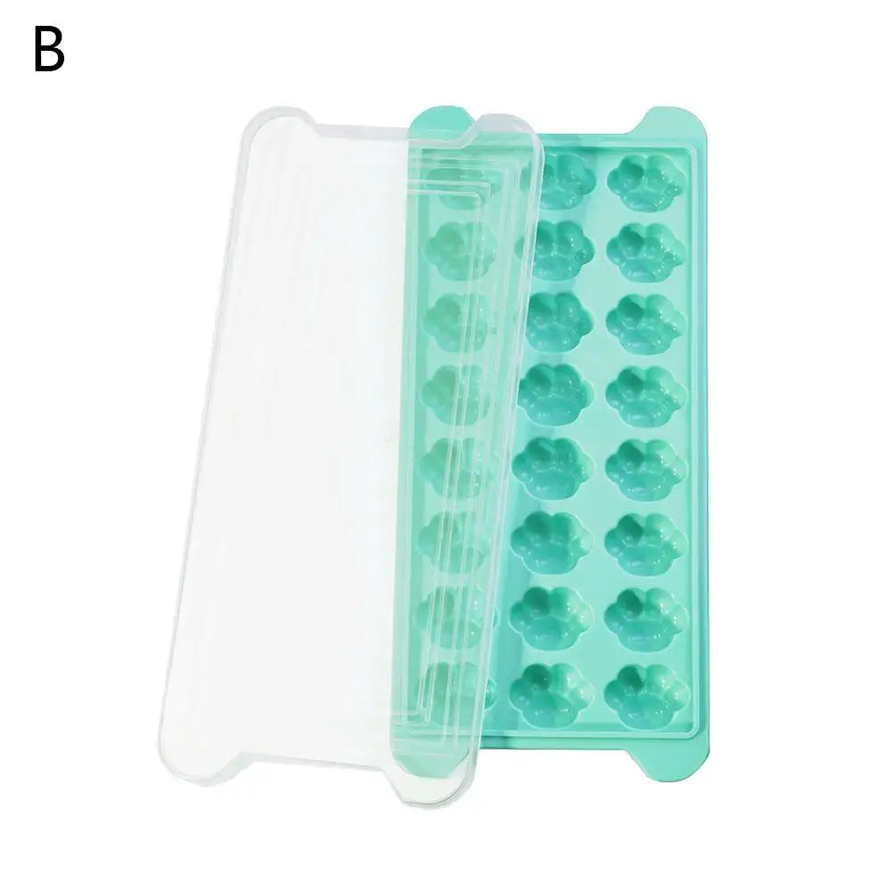 Silicone Ice Cube Tray with Lid – 14-Cube Stackable Mold