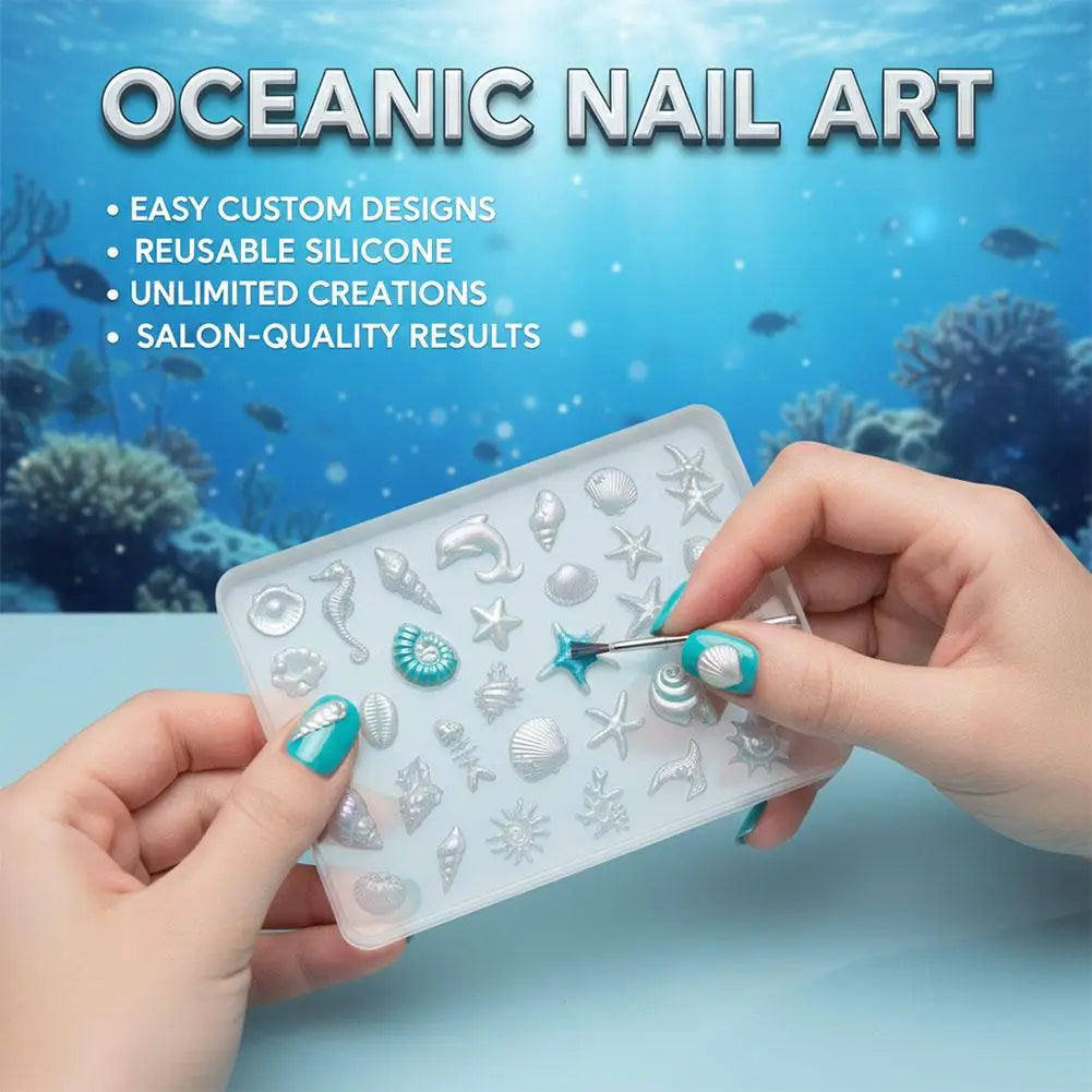 3D Ocean Silicone Nail Art Mold – Starfish & Shell Designs
