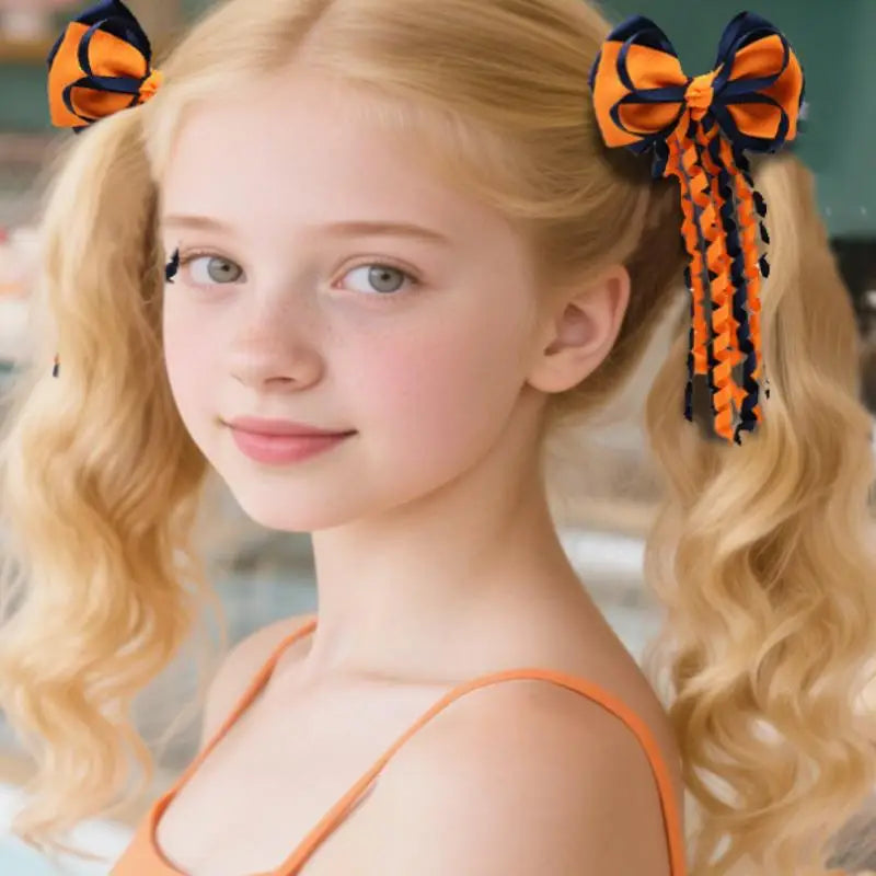 Festival Bow Hair Clips – Curly Ribbon Tassel Hairpins for Girls