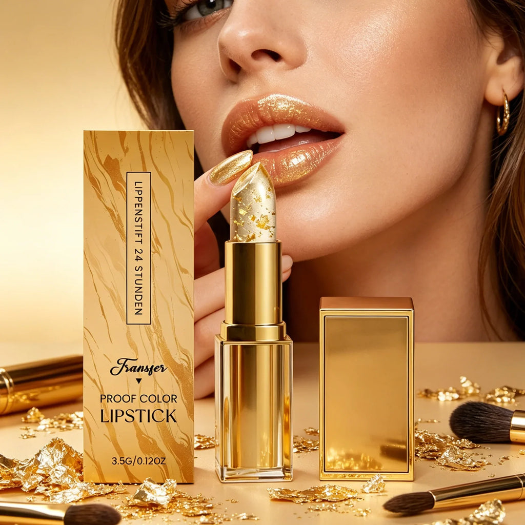 Gold Foil Color Changing Lipstick – Moisturizing Long Wear