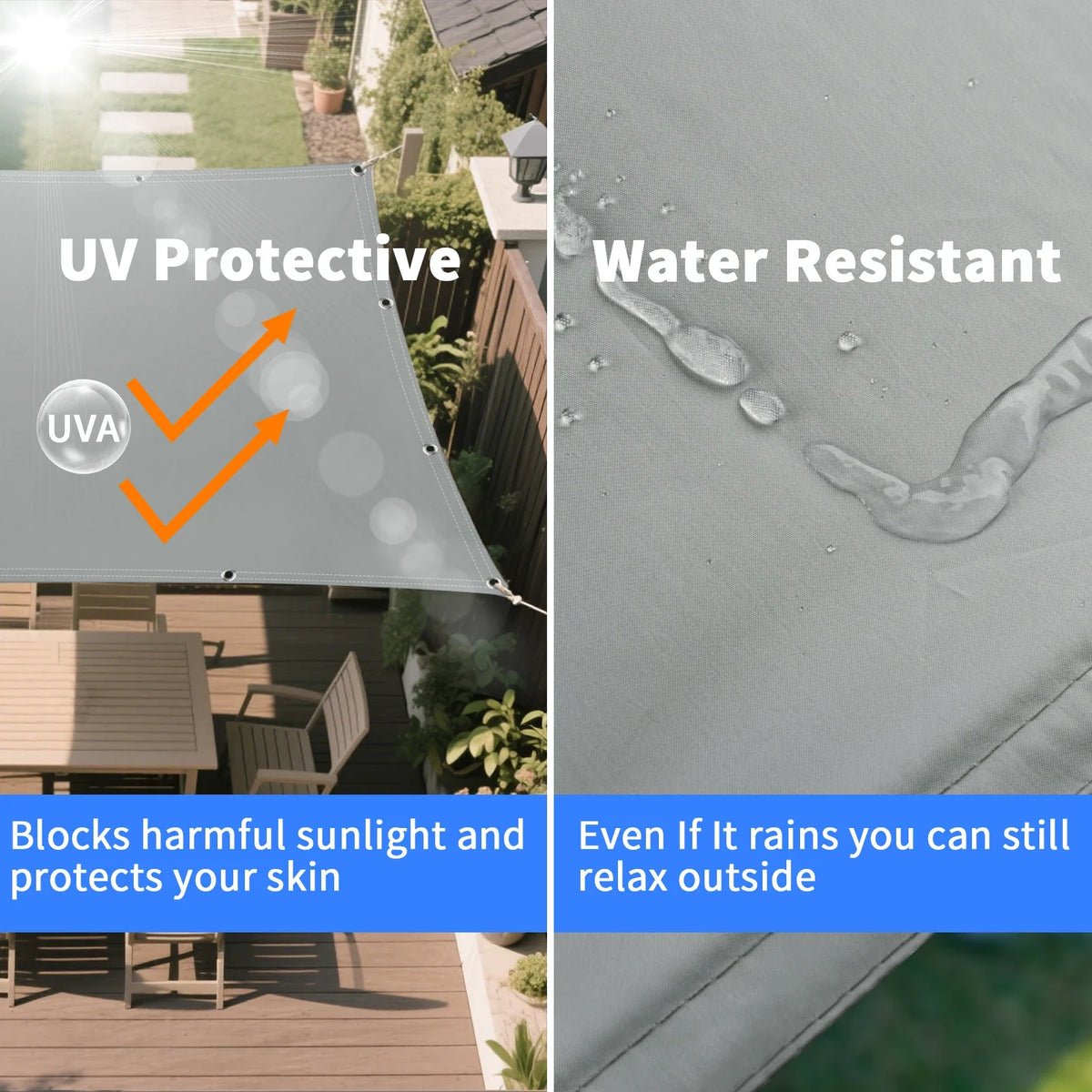 Waterproof Sun Shade Sail with Grommets – 95% UV Block